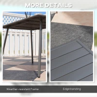 Outsunny Rectangle Garden Table with Slat Top, Steel Frame, Outdoor Table for 6 Person, 150 x 80 x 74 cm, Grey(m-6)
