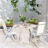 Outsunny Set of Two Aluminium Folding Chairs  - Light Grey(m-9)