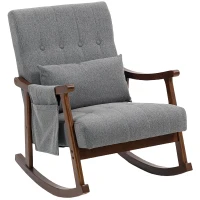 HOMCOM Wood Frame Rocking Accent Chair - Grey(m-10)