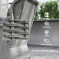Outsunny Garden PE Rattan Dining Sofa Set, Outdoor 4 Seater Wicker Furniture, High Back Chairs with Cushions, Tempered Glass Coffee Table for Patio, Light Grey(m-4)