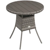 Outsunny 70 cm Wood-Effect Rattan Garden Table - Grey(m-10)