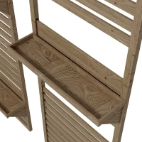 Outsunny Wall Mounted Plant Stands Set of 2, Fir Wood Flower Stand with Shelves and Slatted Trellis for Patio, Balcony, Porch(m-9)