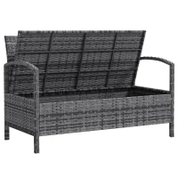 Outsunny 125L Storage Garden Bench, with Cushion - Grey(m-11)