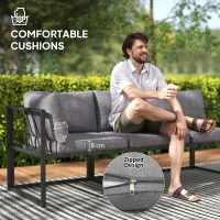 Outsunny Three-Piece L Shaped Garden Furniture Set with Cushions - Grey(m-5)