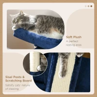 PawHut Sisal Cat Rest & Play Activity Tree w/ 2 House Navy Blue(m-5)