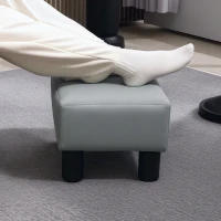 HOMCOM PU Leather Footstool with 4 Plastic Legs, Grey(m-6)