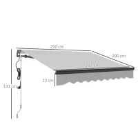 Outsunny 2.5 x 2m Electric Awning with Remote Controller, Aluminium Frame DIY Retractable Awning, UV30+ Sun Shade Canopy for Garden Patio Deck Door Window, Light Grey(m-3)