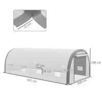 Outsunny 6 x 3(m) Polytunnel Greenhouse with Upgraded Structure, Mesh Door and Windows, 15 Plant Labels, White(m-3)