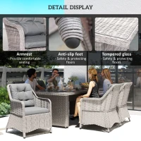 Outsunny Seven-Piece Rattan Dining Set - Mixed Grey(m-6)