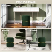 HOMCOM Velvet-Feel Storage Ottoman - Green(m-6)