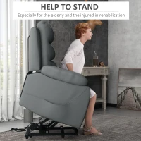 HOMCOM Electric Riser and Recliner for Elderly with 8 Vibration Massage, PU Leather Power Lift Recliner Chair for Living Room with Side Pockets, Footrest, Grey(m-4)