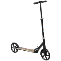 AIYAPLAY Foldable Kids Scooter with Adjustable Handlebar, 200mm Big Wheel, Rear Fender Brake, for Ages 6-12 Years, Black(m-1)