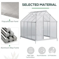 Outsunny 190 x 253 cm Walk-In Polycarbonate Greenhouse - Silver-Tone(m-4)