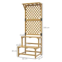 Outsunny Wooden Plant Stand, with Trellis - Natural Finish(m-3)