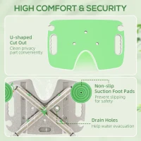HOMCOM 39-51.5cm 'U' Seat Padded Shower Stool - Green(m-4)