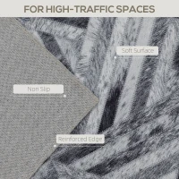 HOMCOM Modern Area Rug, Triangle Pattern Non-Slip Washable Rug, Chenille Floor Carpet for Living Room, Bedroom, Dining Room, Home Office, 290 x 200 cm, Black(m-4)