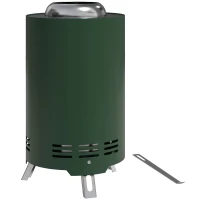 Outsunny Smokeless Fire Pit, 16 x 16 cm Stainless Steel Portable Wood Burning Firepit with Poker, Wood or Pellet Fuelled Tabletop Fire Pit for Garden Camping Bonfire Party, Green(m-1)