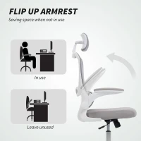 HOMCOM Mesh Back Office Chair, with Lumbar Support - Grey(m-7)