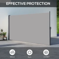 Outsunny Retractable Side Awning, Outdoor Privacy Screen for Garden, Hot Tub, Balcony, Terrace, Pool, 400 x 180cm, Light Grey(m-4)