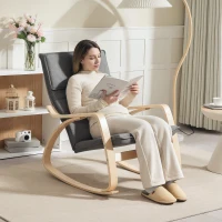 HOMCOM Comfortable Relax Rocking Chair, Upholstered Lounge Chair Recliner with High Back and Headrest for Living Room, Bedroom, Grey(m-7)