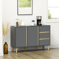 HOMCOM Sideboard, Modern Kitchen Cupboard with Double Doors and 3 Drawers, Adjustable Shelves for Living Dining Room, Dark Grey(m-2)