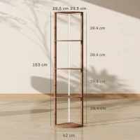 HOMCOM RGB LED Floor Lamp with Shelves, 5-Tier Dimmable Standing Lamp with Adjustable Brightness and Remote Control, Modern Corner Display Shelf Unit for Living Room Bedroom Office, Rustic Brown(m-3)