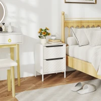 HOMCOM Chest of Drawers, Dresser with 2 Fabric Drawers and Aluminium Handles - White(m-9)