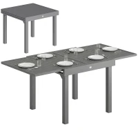 Outsunny Extending Garden Table for 4-8 People, Aluminium Outdoor Dining Table with Slatted Top, Dark Grey(m-10)