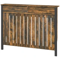 HOMCOM 93 x 119cm Rustic-Look Radiator Cover - Brown/Black(m-11)