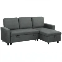 HOMCOM L Sofa Bed, with Storage - Charcoal Grey(m-11)