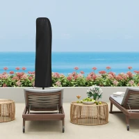 Outsunny 3(m) Garden Cantilever Parasol with Cover and Wind Protection Strap, Round Overhanging Umbrella with Crank Handle and Tilt, Banana Patio Umbrella for Outdoor Sun Shade, UPF50+, Khaki(m-9)