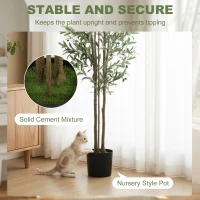 HOMCOM Decorative Artificial Plant, 175 cm Silk Olive Tree with 787 Leaves in Cement Pot, Fake Plant(m-6)