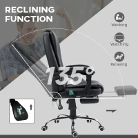 Vinsetto Ergonomic Massage Office Chair with 6-Point Vibrating & Heated Lumbar Support, Executive High Back Computer Desk Chair with Footrest, 135° Reclining, PU Leather, Black(m-5)