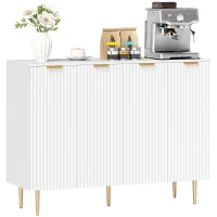 HOMCOM Sideboard Buffet Cabinet, Modern Kitchen Storage Cabinet with Adjustable Shelves and Metal Legs, White(m-10)