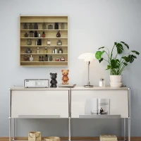 HOMCOM Six Shelf Display Cabinet, with Glass Doors - Oak(m-8)