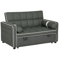 HOMCOM Two-Seater Linen-Look Sofa Bed - Charcoal Grey(m-10)