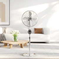HOMCOM 16" Metal Pedestal Fan with Oscillating, Adjustable Height - Silver Tone(m-9)