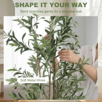 HOMCOM Decorative Artificial Plant, 175 cm Silk Olive Tree with 787 Leaves in Cement Pot, Fake Plant(m-5)