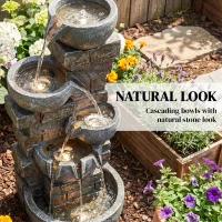 Outsunny Outdoor Water Fountain with LED Lights, 80cm Tall 5 Tiers Cascading Water Feature for Garden Patio Home Decor, Mixed(m-5)