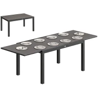 Outsunny Masă de Grădină Extensibilă pentru 8-10 Persoane cu Blat din Sticlă Temperată, din Aluminiu, 140/240x90 cm, Negru(m-11)