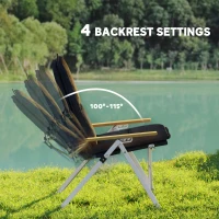 Outsunny Portable Camping Chair for Adults, High Back Folding Chair with Padded Seat and Carry Bag, Outdoor Recliner for Hiking, Fishing, Beach and Picnic, Black(m-4)