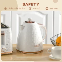 HOMCOM 3kW Rapid Boil Honeycomb Kettle - Cream(m-7)