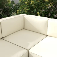 Outsunny 5-Piece Garden Corner Sofa Set with Cushions, 6 Seater Aluminium Garden Furniture Set with Glass Top Coffee Table, Patio Sectional Conservatory Furniture for Patio & Terrace, Gold Tone(m-7)