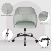 HOMCOM 46-56 cm Velvet-feel Office Chair - Grey(m-6)