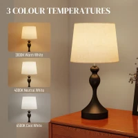 HOMCOM Set of Two Three-Colour Lamps, with USB Ports - Black/Beige(m-4)