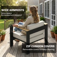 Outsunny 4 Seater Aluminium Garden Furniture Set, Olefin Cushions, Garden Sofa Set with Loveseat, Armchairs, Table, Beige(m-8)