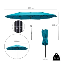 Outsunny 4.6m Double Garden Parasol - Sky Blue(m-3)