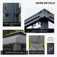 Outsunny 3 x 4m Aluminium Garden Gazebo, Marquee Canopy Shelter Pavilion Party Tent with Nets and Curtains for Garden and Deck, Light Grey(m-6)