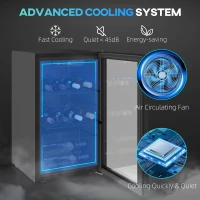 HOMCOM 24 Bottle Wine Cooler, 68 Litre Capacity, 4-16°C Freestanding Drinks Beer Wine Fridge with Glass Door, Black(m-4)