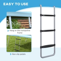 SPORTNOW Galvanised Steel Trampoline Ladder, 2 Steps/3 Steps Outdoor Trampoline Accessories for 6ft, 8ft, 10ft, 12ft, 13ft, 14ft, 16ft Trampoline, 97L x 32Wcm, Silver Tone(m-6)